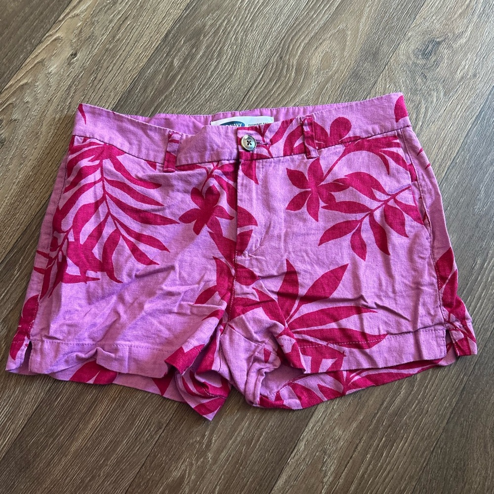 Old Navy Pink Floral Print Linen-Blend Shorts